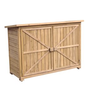 Cobertizo Armario Jardín "IZELA" Madera Tratada Maciza 128*52*88cm. Armario Multiusos Impermeable Para Almacenamiento Uso Exterior. The Homeweeks