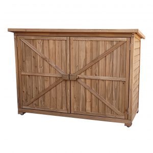 Cobertizo Armario Jardín "IZELA" Madera Tratada Maciza 128*52*88cm. Armario Multiusos Impermeable Para Almacenamiento Uso Exterior. The Homeweeks