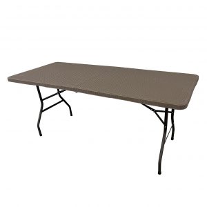 Mesa plegable efecto ratan claro 180 x 70 x 74cm portátil catering The Homeweeks