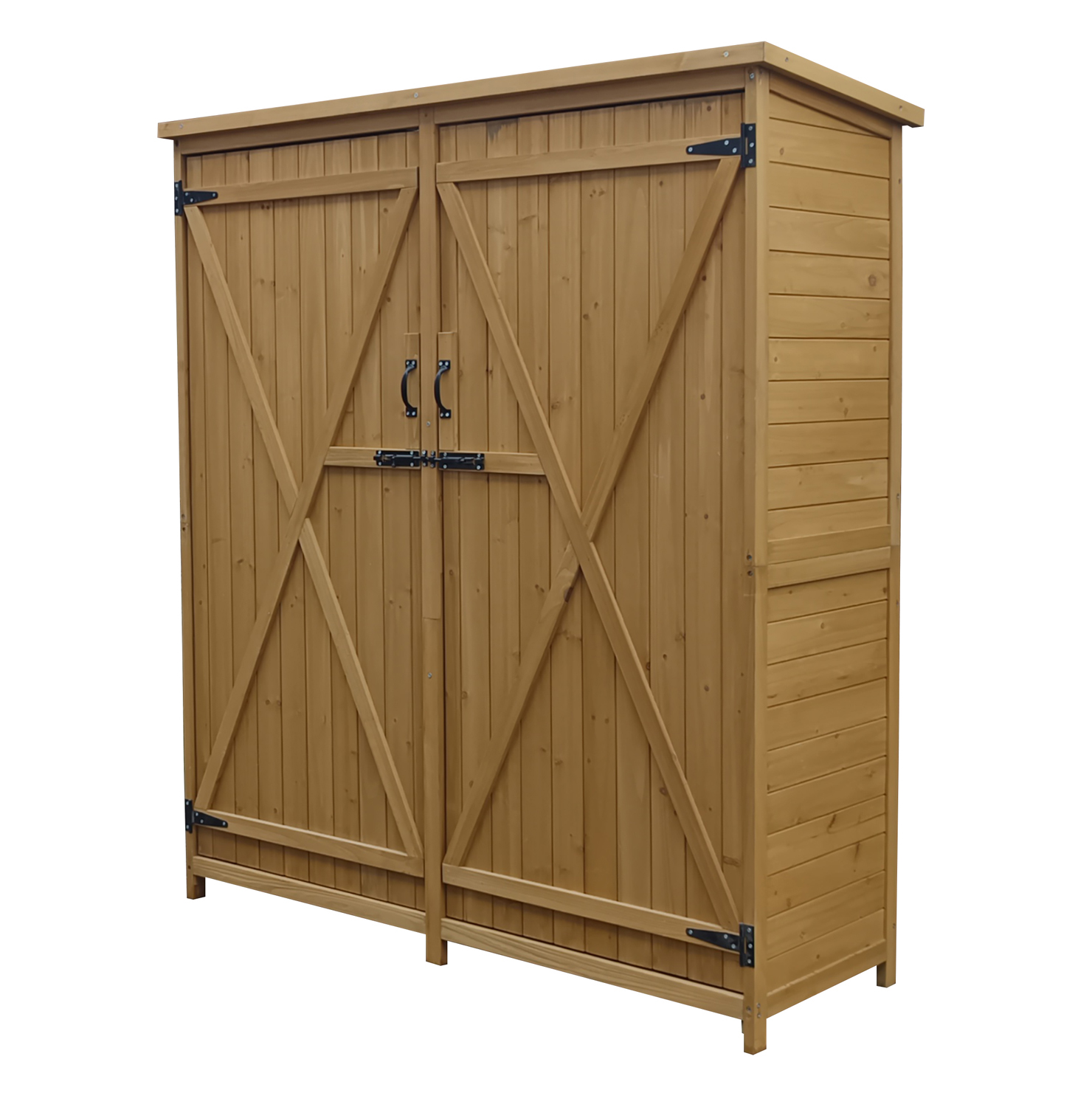 Cobertizo Armario Jardín ISABA Madera Tratada Maciza 135x50x152cm. Impermeable Doble Puerta con Cerrojo Cubierta Asfálto Impermeable The Homeweeks
