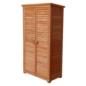 Cobertizo Armario Jardín IRATI Madera Tratada Maciza 87x46x160cm. Armario Impermeable para Almacenamiento Doble Puerta The Homeweeks